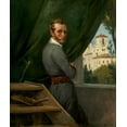 thumbnail image 2 of Vernet, Horace 20x23 Black Ornate Wood Framed with Double Matting Museum Art Print Titled - Self-Portrait in Rome, 2 of 4