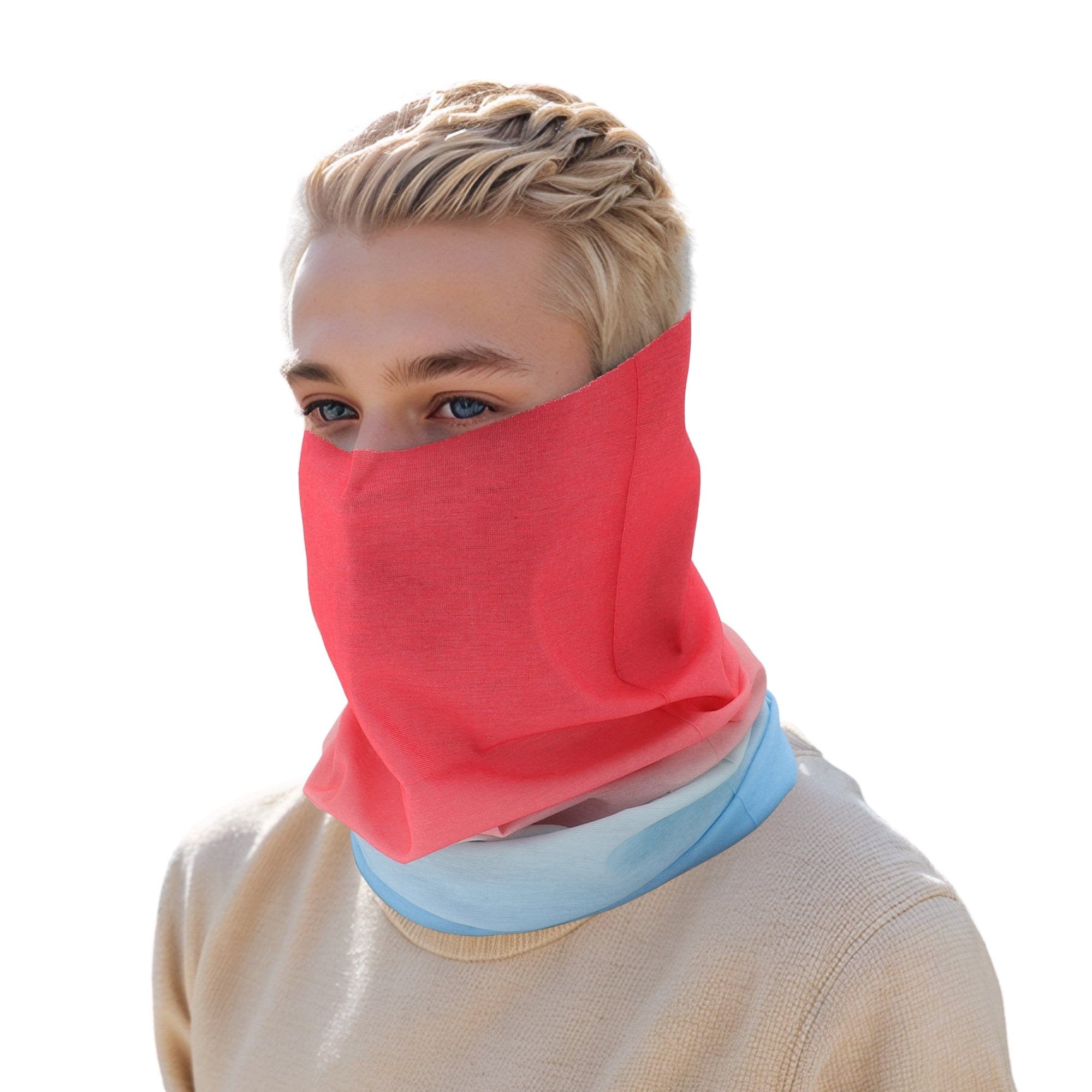 Unique Bargains Cooling Face Scarf Mask 1 Pc Red, Blue
