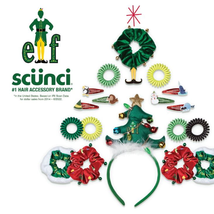 Scunci Elf Scrunchie Hair Tie with Jingle Bells, Red