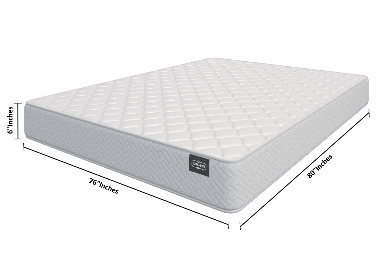 King Mattress 6 Inches 76X80 White – Medium Firm Hybrid – King Size Mattress Pocket Coil Tight Euro Top High Density & Polyester Cover – Rolled in a Box