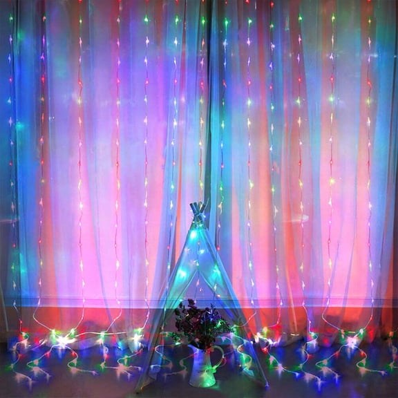LINKPAL 300 LED Curtain Lights, 9.8ft x 9.8ft Fairy Lights with 8 Modes, String Hanging Lights, Remote Control, Perfect for Indoor/Outdoor Christmas, Wedding, Party Wall Decorations