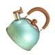 thumbnail image 4 of Hervidor de agua con silbato de acero inoxidable, hervidor de agua de gran capacidad, fondo plano para cocina de inducción de gas, hervir agua, 2L, verde, 4 of 10