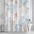 thumbnail image 2 of Coral Starfish Bathroom Shower Curtain, Ocean Coastal Summer Nautical Retro Waterproof Washable Soft Bath Curtain for Bathtub Decor with 12 Hooks&Grommet, 72x72 Inch, 2 of 9