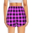 thumbnail image 4 of Vsdgher Purple Black Buffalo Plaid Print Women's Running Double Layer Shorts High Waisted with Pockets Elastic Yoga Workout Athletic Gym Sports, 4 of 8