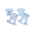 thumbnail image 3 of Aojekbee Baby Girl 2Pcs Cowgirl Outfits Short Sleeve T-Shirt + Flare Pants Set Toddler Clothes, 3 of 10