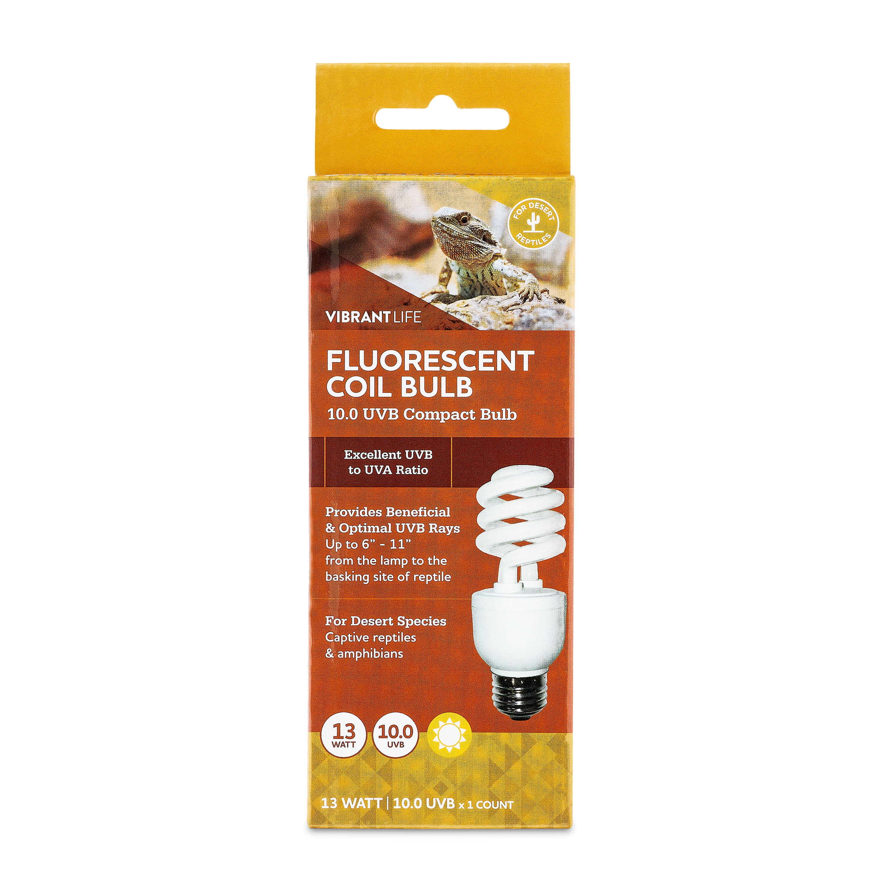 (3 pack) Vibrant Life Fluorescent Coil UVB Bulb for Reptiles, 13 Watts