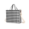thumbnail image 7 of FORMRS Womens Corduroy Tote Bag Crossbody Shoulder Handbag with Pocket, Black and White Geometric, 7 of 7