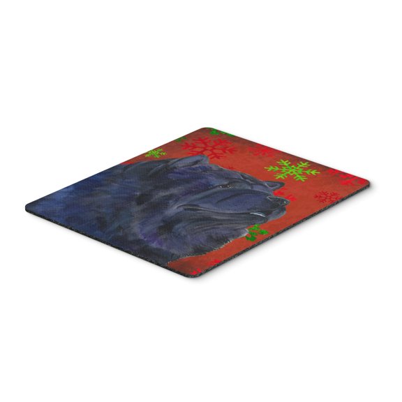 "Chow Chow Red and Green Snowflakes Holiday Christmas Mouse Pad Hot Pad or Trivet"