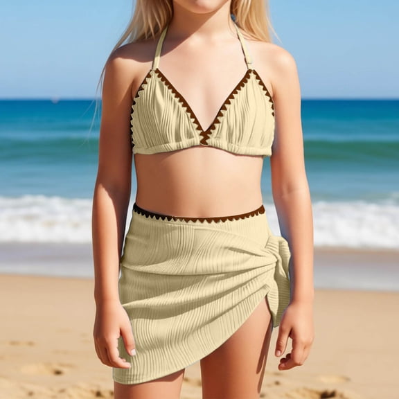 Girl Swimsuit One Piece Cutout Ruched Bathing Suit for Girls Color Block Adjustable Straps Pad Swimwear (Beige,9-10 Years)