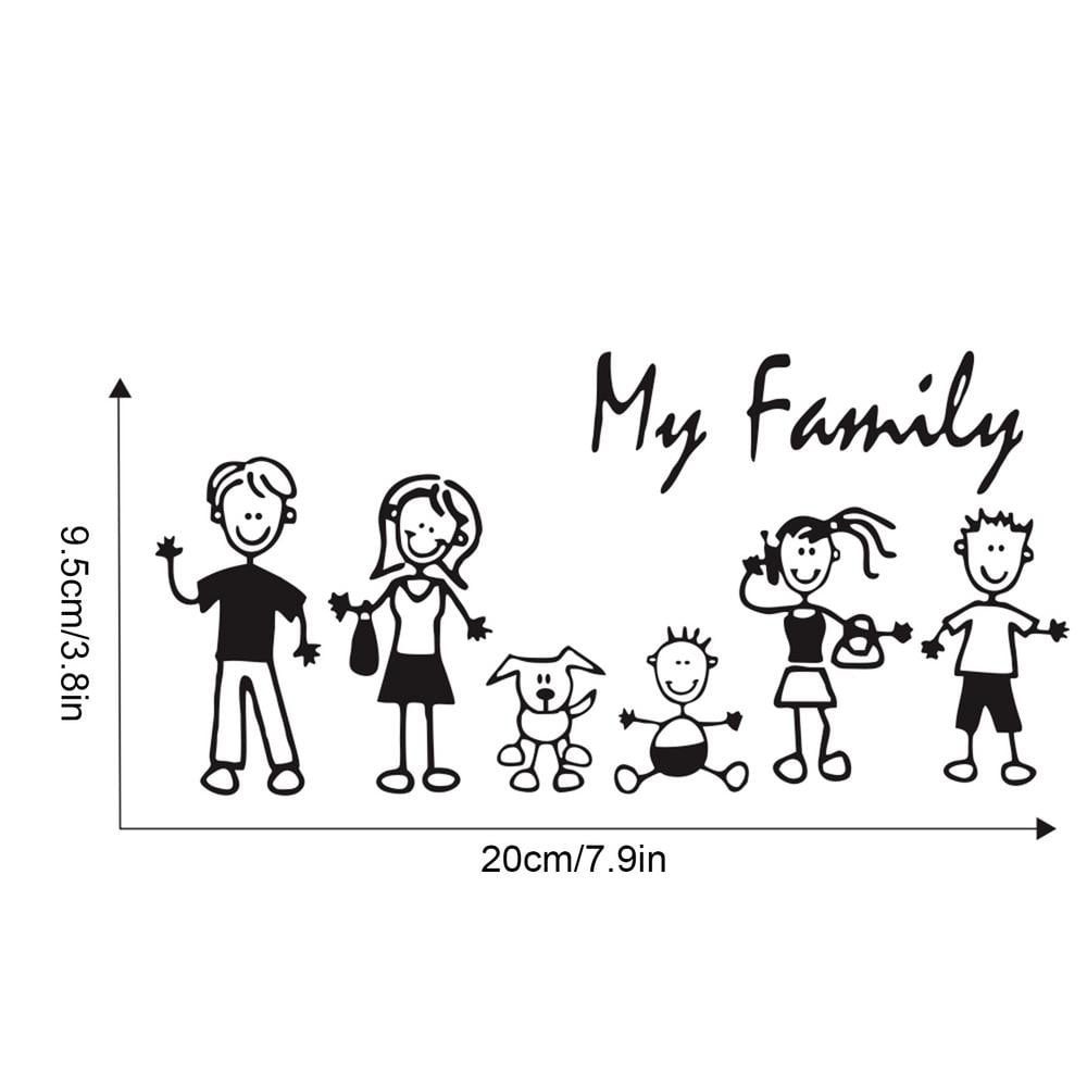 Stick Figure Family Vinyl Decal Sticker Custom Personal Car Window Dad Mom Pet 