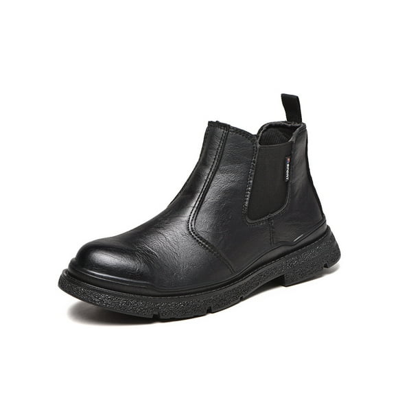 Woobling Men Anti-collision Work Shoes Working Fashion Steel Toe Ankle Booties Waterproof Black Style B 7.5