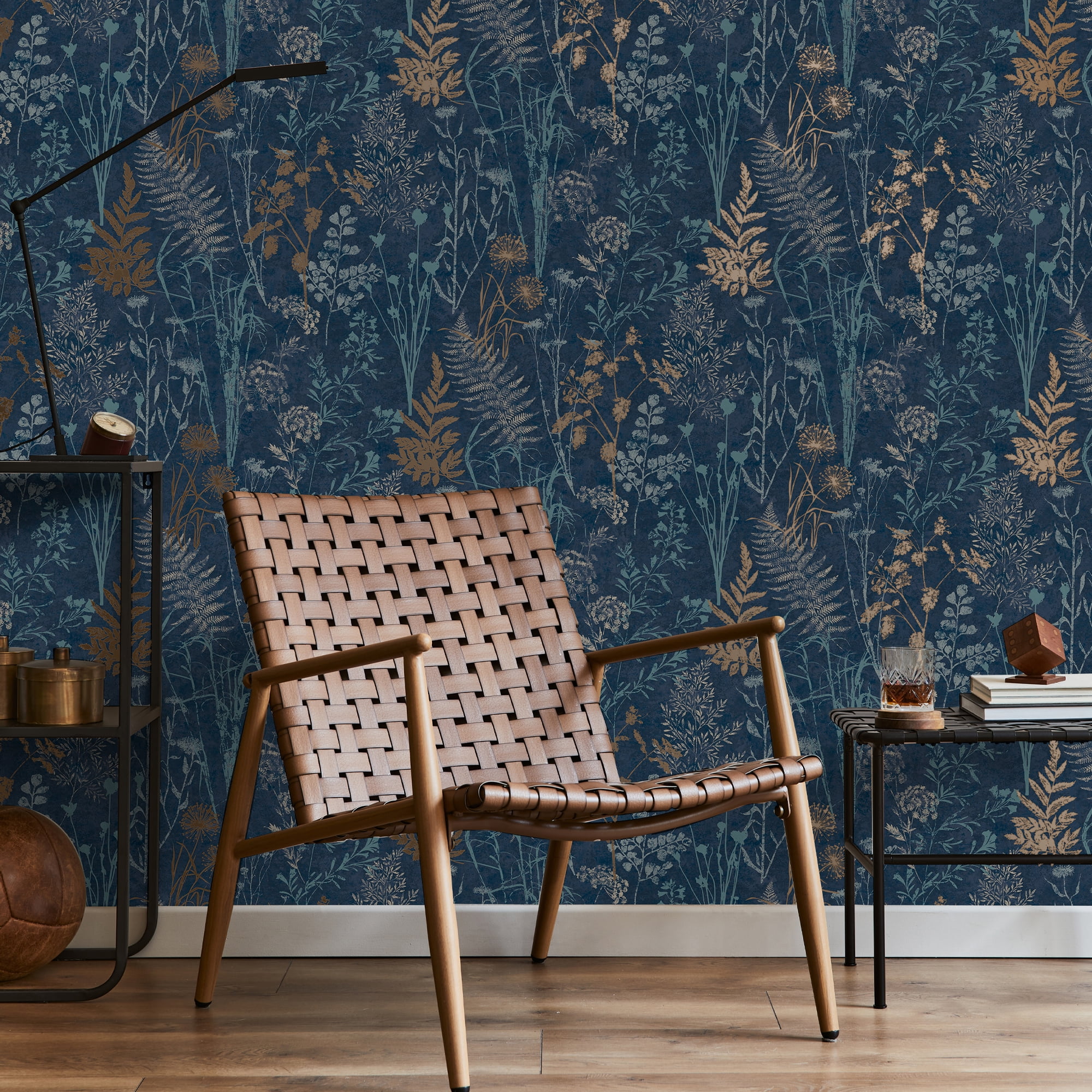 Organics Navy and Copper Wallpaper