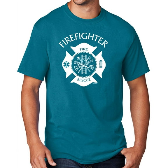 Men's Firefighter T-shirt, XL Teal Blue