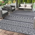 thumbnail image 3 of EastVita 8 X 10 ft Plastic Gray and White Rectangular Beach Front Porches Patio Picnic RV Camping Garage Bohemia Area Rug, 3 of 8