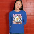 thumbnail image 4 of Better Together Women's Long Sleeve T-shirt Vintage Retro Boho Style 70s Floral Vibe Hippie Peace Love Friendship Bohemian, 4 of 7
