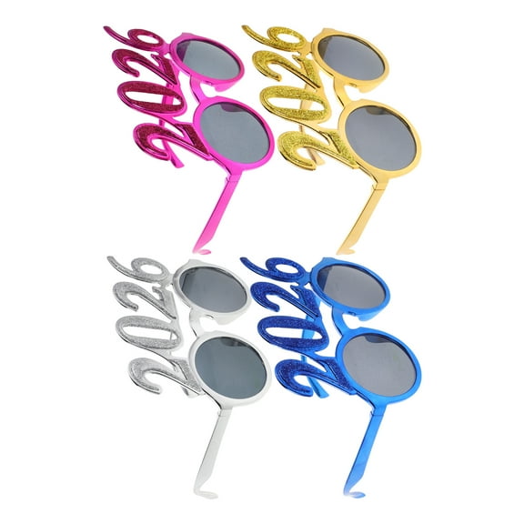 MUSEYA Happy New Year Sunglasses Assorted Color Plastic Celebration Decorations for Parties 4Pcs