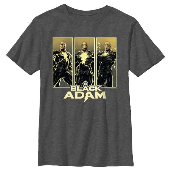 Boy's Black Adam Triple Hero Box  Graphic Tee Charcoal Heather Medium