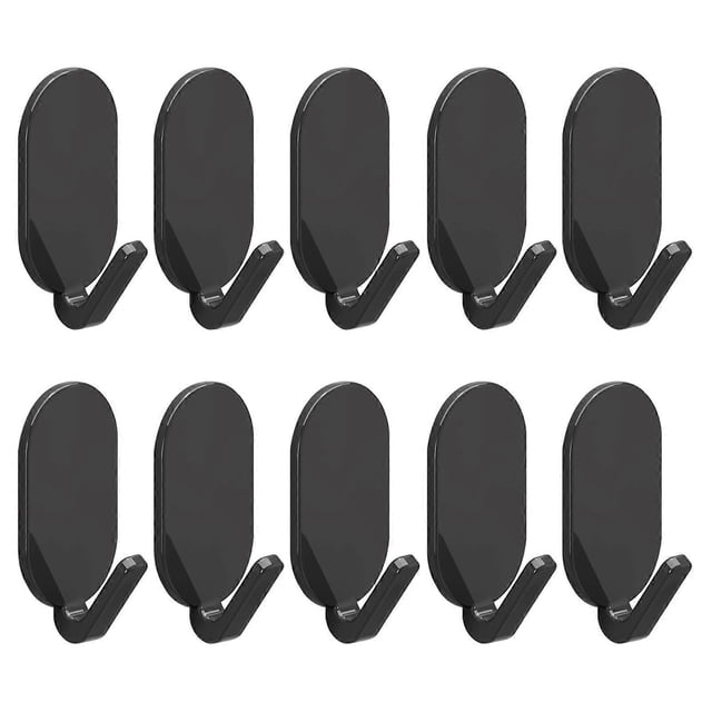CHAO 5/10 piezas de ganchos de pared autoadhesivos ovalados para el hogar, impermeables, para baño, cocina, 10 piezas, color negro