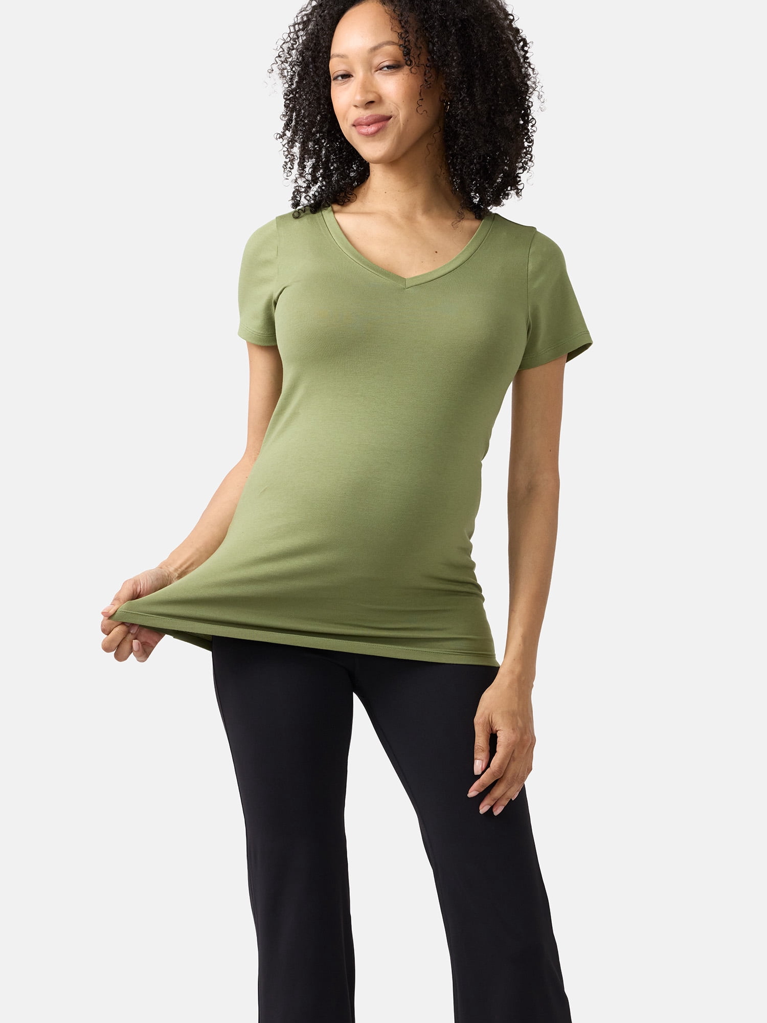 Ingrid & Isabel For Every Belly Women's Maternity Fitted V Neck Tee, Sizes S-XXL