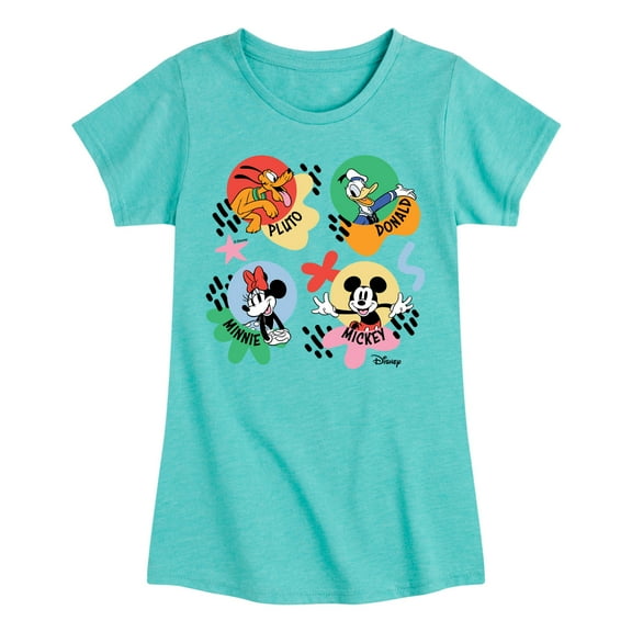 Disney - Mickey, Minnie, Pluto & Donald - Happy Bubble - Toddler & Youth Girls Short Sleeve Graphic T-Shirt