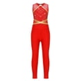 thumbnail image 3 of dPois Kids Girls Dance Unitards Sleeveless Keyhole Back Gymnastics Leotards with Yoga Leggings Pants Red 6, 3 of 7
