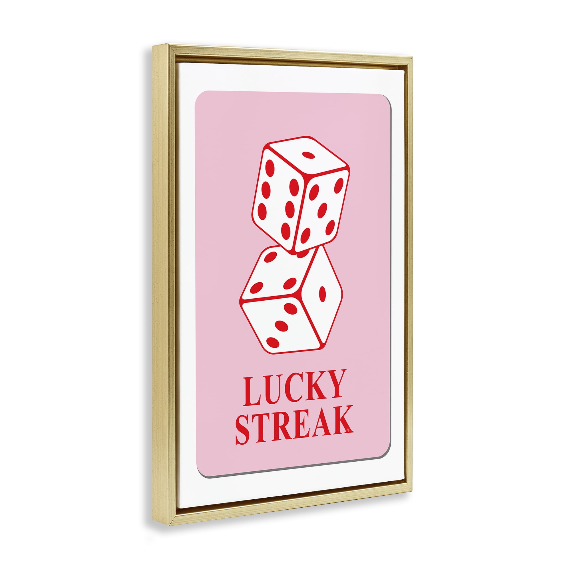 Stupell Industries Lucky Streak Dice Entertainment Painting Gold Floater Framed Canvas Art Print Wall Art, 21 x 31