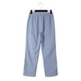 thumbnail image 5 of Bovemsi Women's Casual Pants Cotton And Linen Striped Elastic Waistband High Pocket Side Buttons Nine Point Loose Straight Leg for Travel, 5 of 5