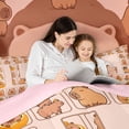thumbnail image 5 of meiyoeat Brown Capybara 7-Piece Twin Bedding,Kawaii Animals Letter Print L Bedding Comforter Set,Pink Reversible, 5 of 7