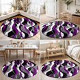 thumbnail image 4 of Small Round Rug 3Ft, Modern Geometric Non-Slip Washable Circle Rugs Carpet, Abstract Minimalist Lines Purple Black Indoor Outdoor Rug Floor Mats Throw Runner for Bedroom Living Room Bathroom, 4 of 8