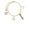 thumbnail image 2 of Delight Jewelry Two-tone Cat Silhouette Heart Goldtone Dream Big Charm Bracelet, 7.5+2" Extender, 2 of 4