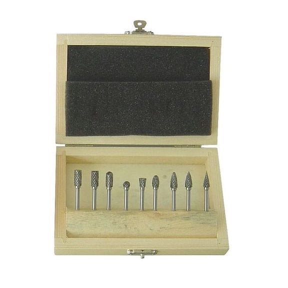 Westward Carbide Bur Set,Dbl Cut,1/8",9pcs 2LYR4