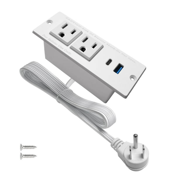 4 LEAF Tira Alimentación Empotrada USB C Carga Rápida 2 Toma 2 USB (PD20W y QC18W, Total 20W) Montaj