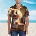 thumbnail image 4 of Balery Cartoon Cooking Cat Print Men's Hawaiian Shirts Short Sleeve Beach Shirt Relaxed Fit Vacation Button Down Shirts-XX-Large, 4 of 9