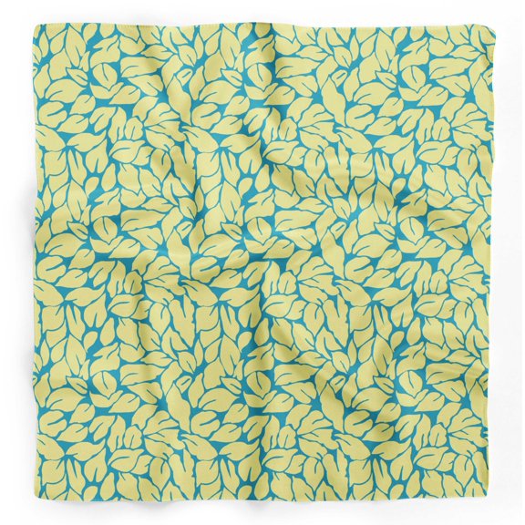 Bimba Blue Basil Leaves Printed Pure Silk Scarf For Hair Neck Head Bandanas For Women 40 x 80 Inches