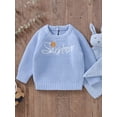 thumbnail image 4 of Suealasg Toddler Baby Sweater  Baby Girl Long Sleeve Letters Embroidery Knit Pullover 6M 12M 18M 24M 3T Kids Fall Warm Loose Knitwear, 4 of 7
