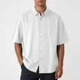 thumbnail image 2 of DeHolifer Mens Shirts Plus Size Button Down Solid Color Short Sleeve Casual Summer Shirts White M, 2 of 7