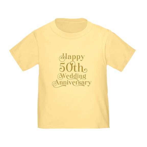 CafePress - 50Th Wedding Anniversary Gold Retro Typography T Shirt - Cute Toddler T-Shirt, 100% Cotton