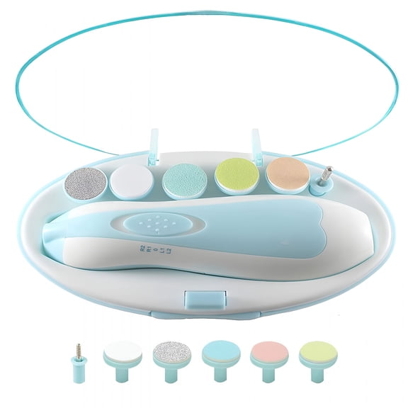 FACEGA Electric Nail File Drill for Baby, Baby Nail File Kit, Safe Electric Baby Nail Trimmer, 6 in 1 Safety Cutter Trimmer Clipper for Toes and Fingers (Blue)