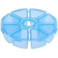 thumbnail image 1 of 1 paquete de caja de almacenamiento redonda de 8 compartimentos, fácil de transportar, para guardar aretes, anillos, cuentas, diamantes de imitación, pastillas y más (azul). Afortunado Sencillez, 1 of 5