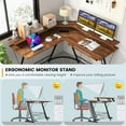 thumbnail image 5 of Costway L-shaped Computer Desk with Power Outlet 51" Corner Computer Workstation Rustic Brown, 5 of 10