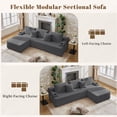 thumbnail image 6 of 106" Modular Cloud Sectional Sofa, L-Shape Sofa for Living Room, 57" Deep Boneless Couch with 5 Pillows, Cup Holders & Side Pockets, Ultra-Soft Corduroy, No Assembly,Right-Facing Chaise,Dark Grey, 6 of 9