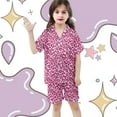 thumbnail image 6 of 3 T Pajamas for Toddlers Girls Satin Button Down Pjs Short Sleeve Top Shorts & Long Pants Cute Cartoon Valentine's Day Pajama Outfit with Pockets Loungewear Nightwear 3pcs Sleepwear, 6 of 6