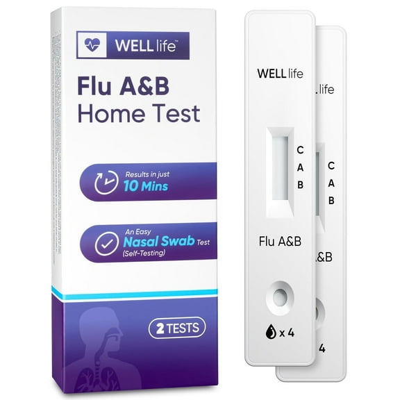 WELLlife Flu A&B Home Test, Flu Tests for Home 2 Tests Result in 10 minutes The First FDA Authorized Non-invasive Influenza Test