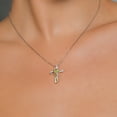 thumbnail image 3 of Gem Stone King 0.33 Ct Green Peridot 925 Silver and 10K Yellow Gold Lab Grown Diamond Infinity Cross Pendant with Chain, 3 of 4