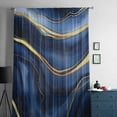 thumbnail image 5 of Marble Navy Blue Semi Sheer Curtains Drapes for Living Room, Bedroom, French Doors Window 108 Inches Long, Modern Golden Ombre Retro Fluid Art Rod Pocket Chiffon Curtain Drapery Voile Drape Panel, 5 of 6