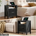 thumbnail image 5 of Fluted Nightstand with Charging Station Set of 2-20-inch Farmhouse End Side Table - Modern Night Stand - Elegant Wood Bedside Table with 2 Drawers for Bedroom(Black), 5 of 9