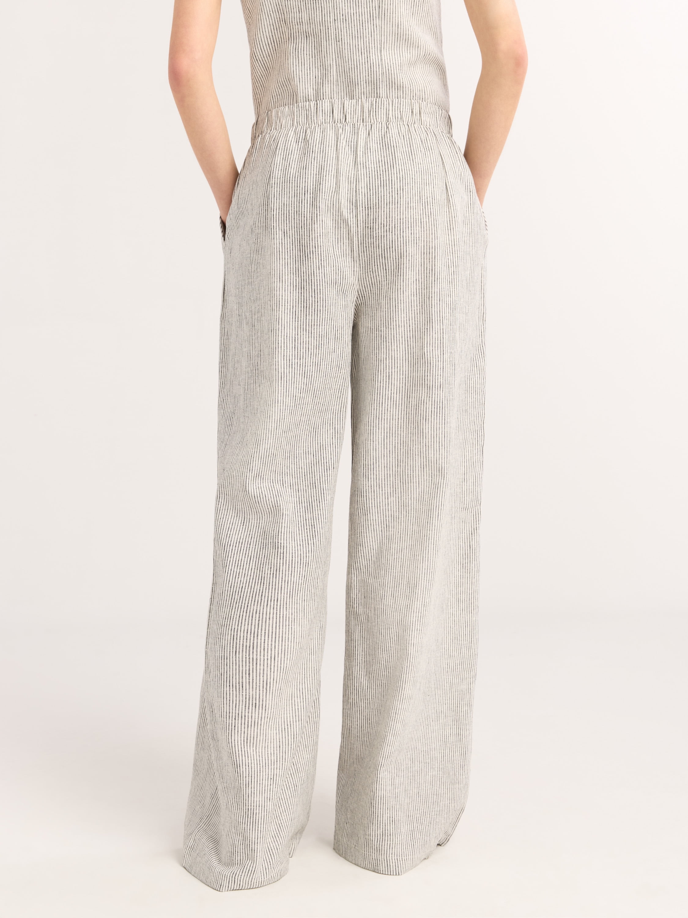 Scoop Women's Linen Blend Wide Leg Pants, 32" Inseam, Sizes XS-4X