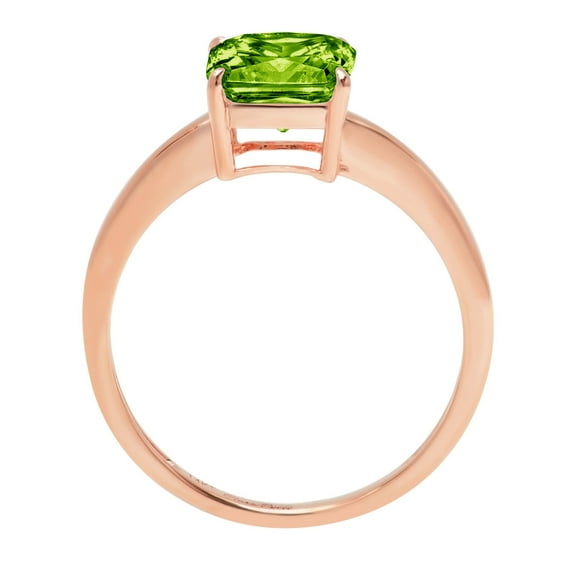 1 ct Asscher Cut Natural Peridot Solitaire Engagement Ring for Women in 18K Rose Gold