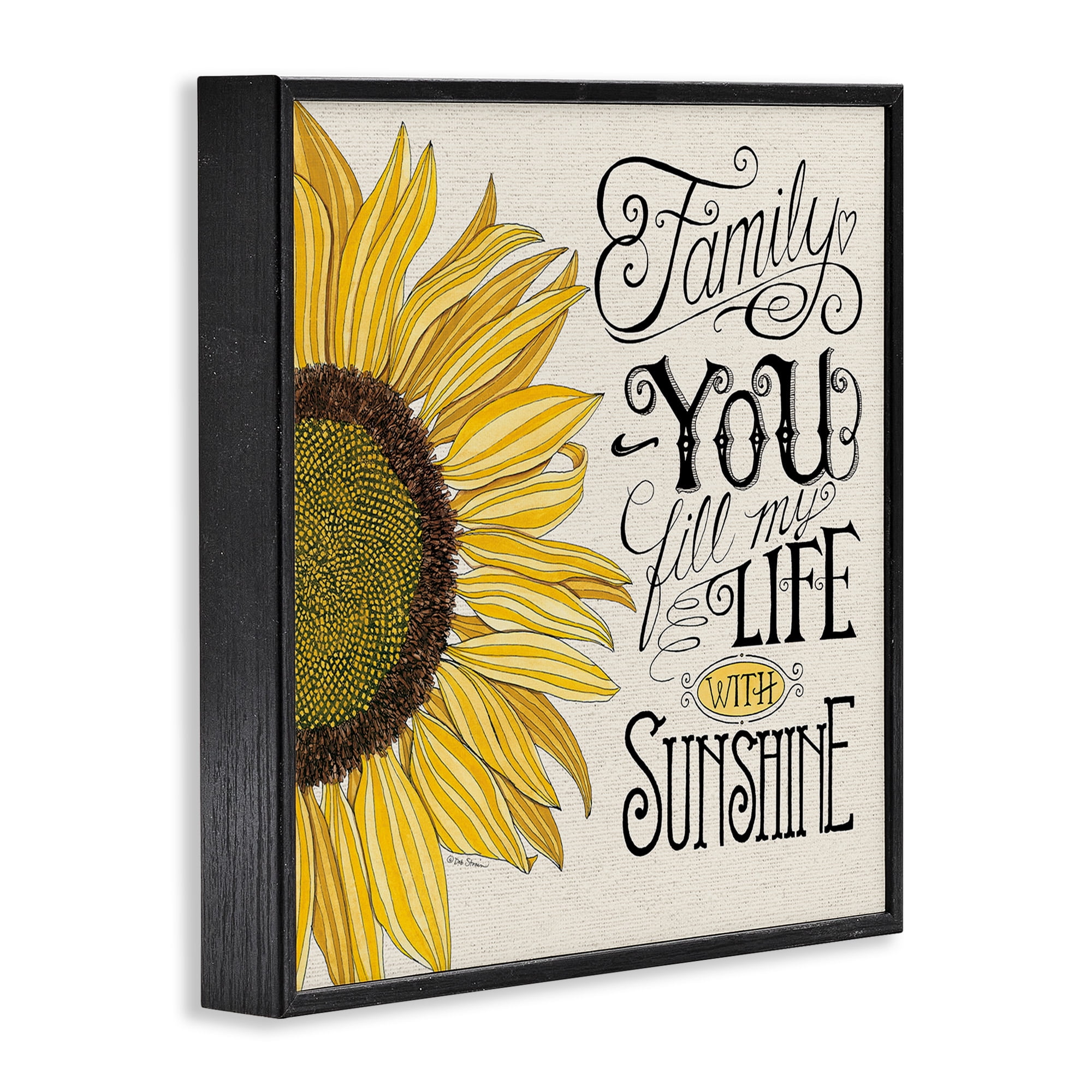 Stupell Industries Inspiring Sunflower Family Phrase Inspirational Painting Black Framed Art Print Wall Art, 24 x 24