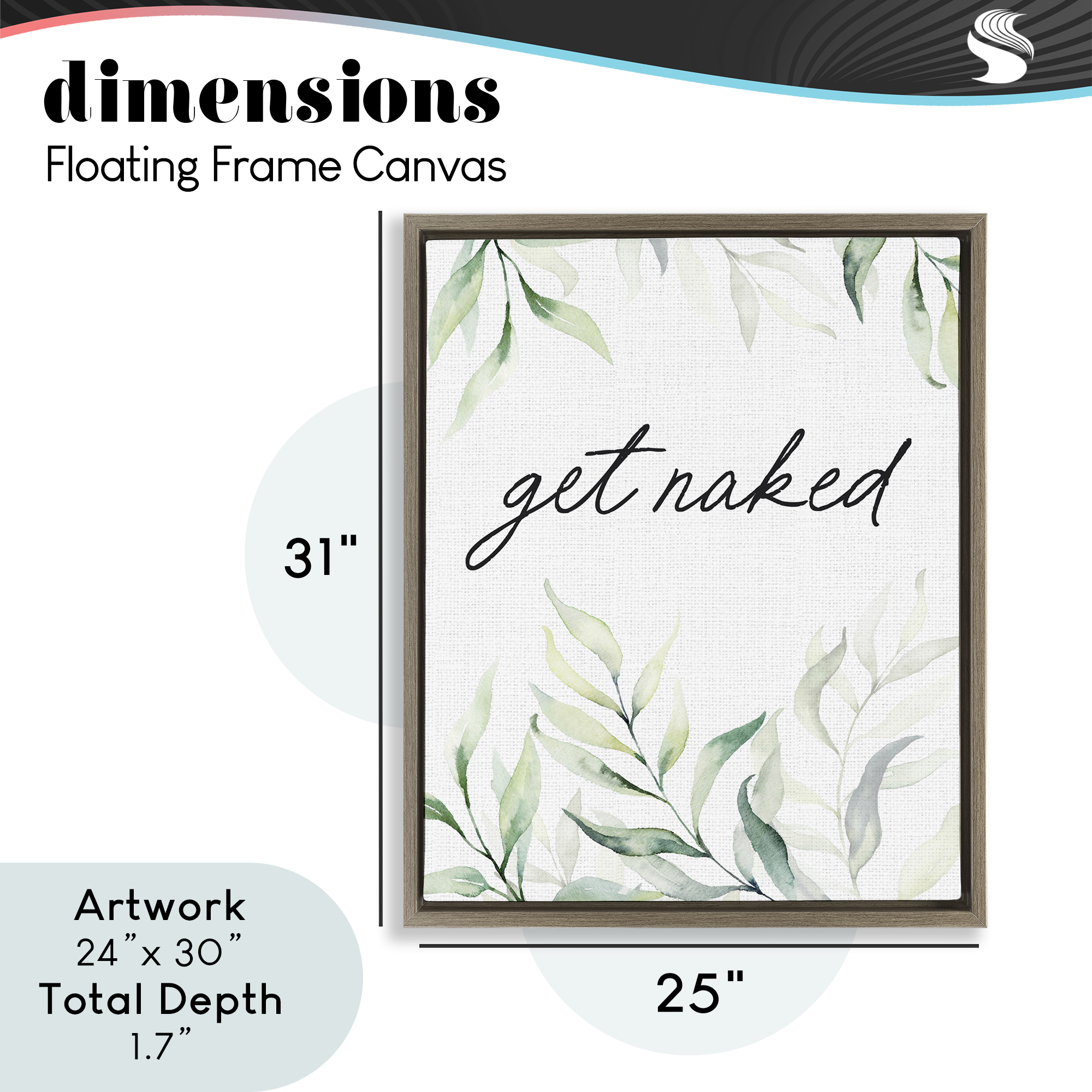 Get Naked Bathroom Herbs Brown Framed Floater Canvas Wall Art, design by Lettered and Lined
